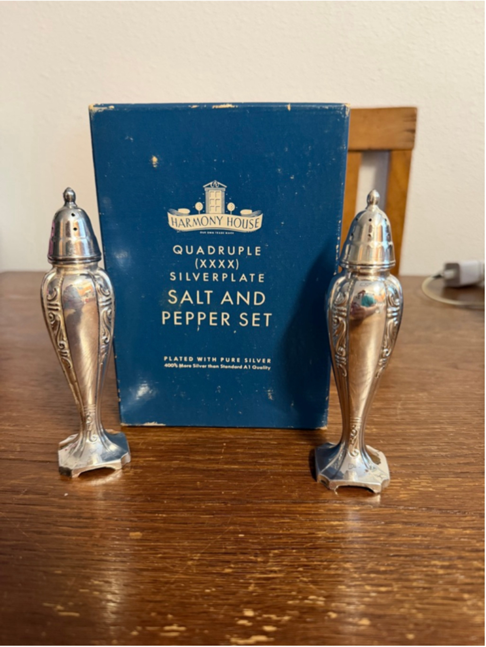 Vintage Harmony House Personality By Masco XXXX Quadruple Silverplate Salt Peppe